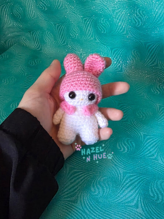 Pink Bunny Keychain/Single Rose Bouquet