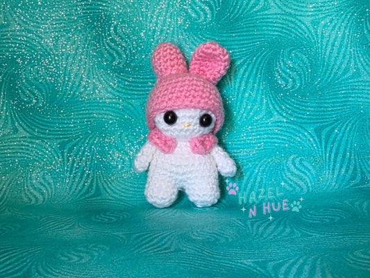 Pink Bunny Keychain/Single Rose Bouquet