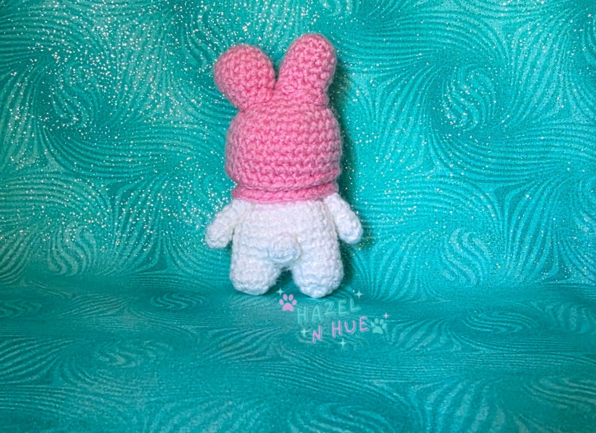 Pink Bunny Keychain/Single Rose Bouquet