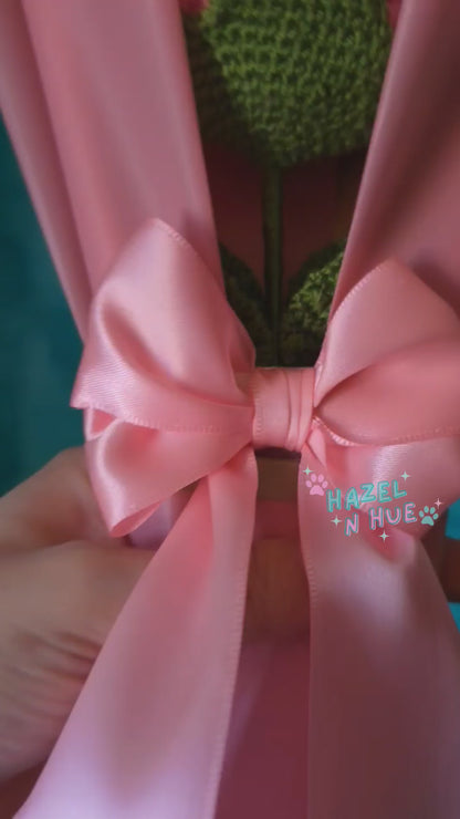 Pink Bunny Keychain/Single Rose Bouquet